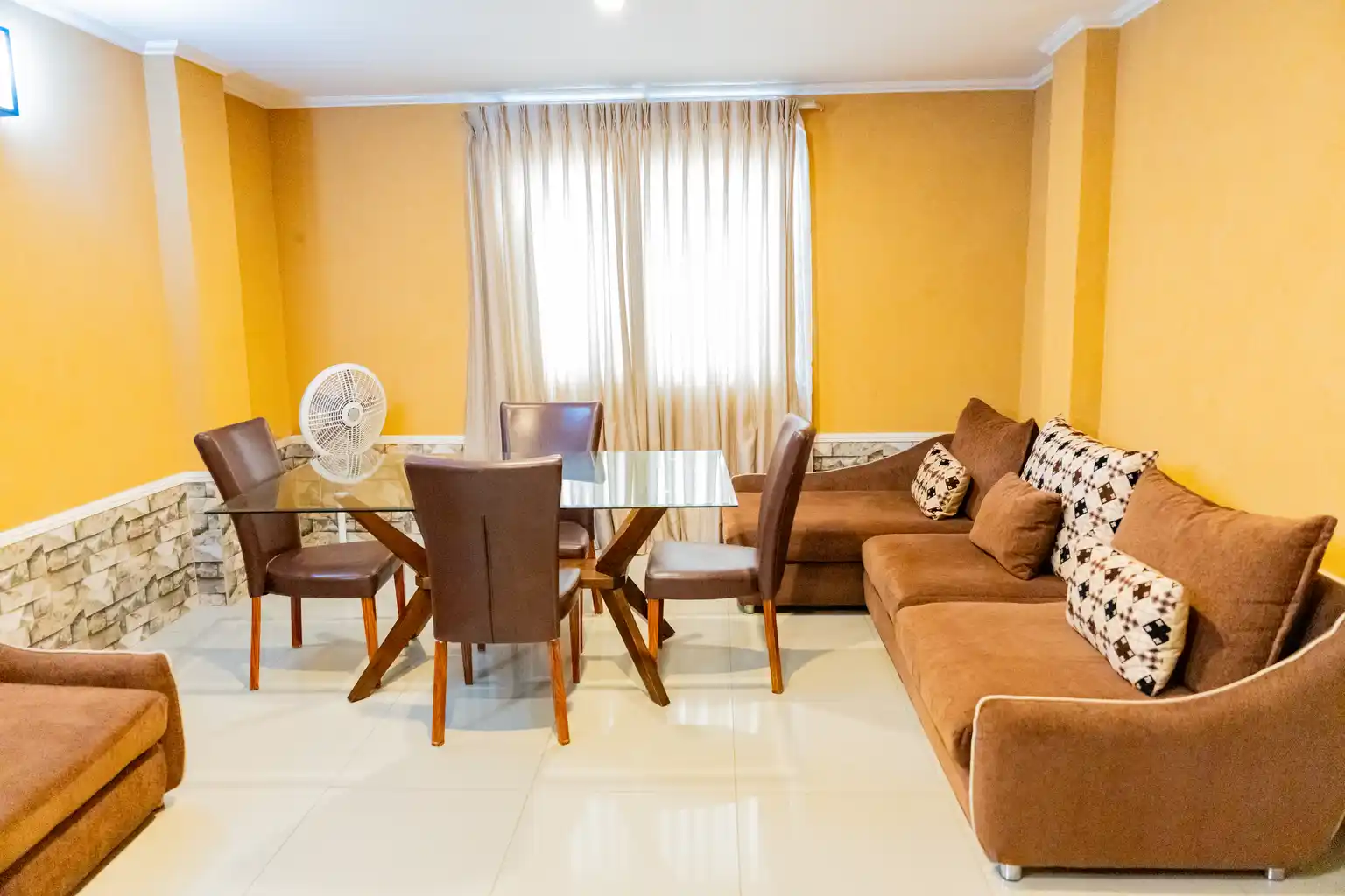 Apartment dining table and sofa