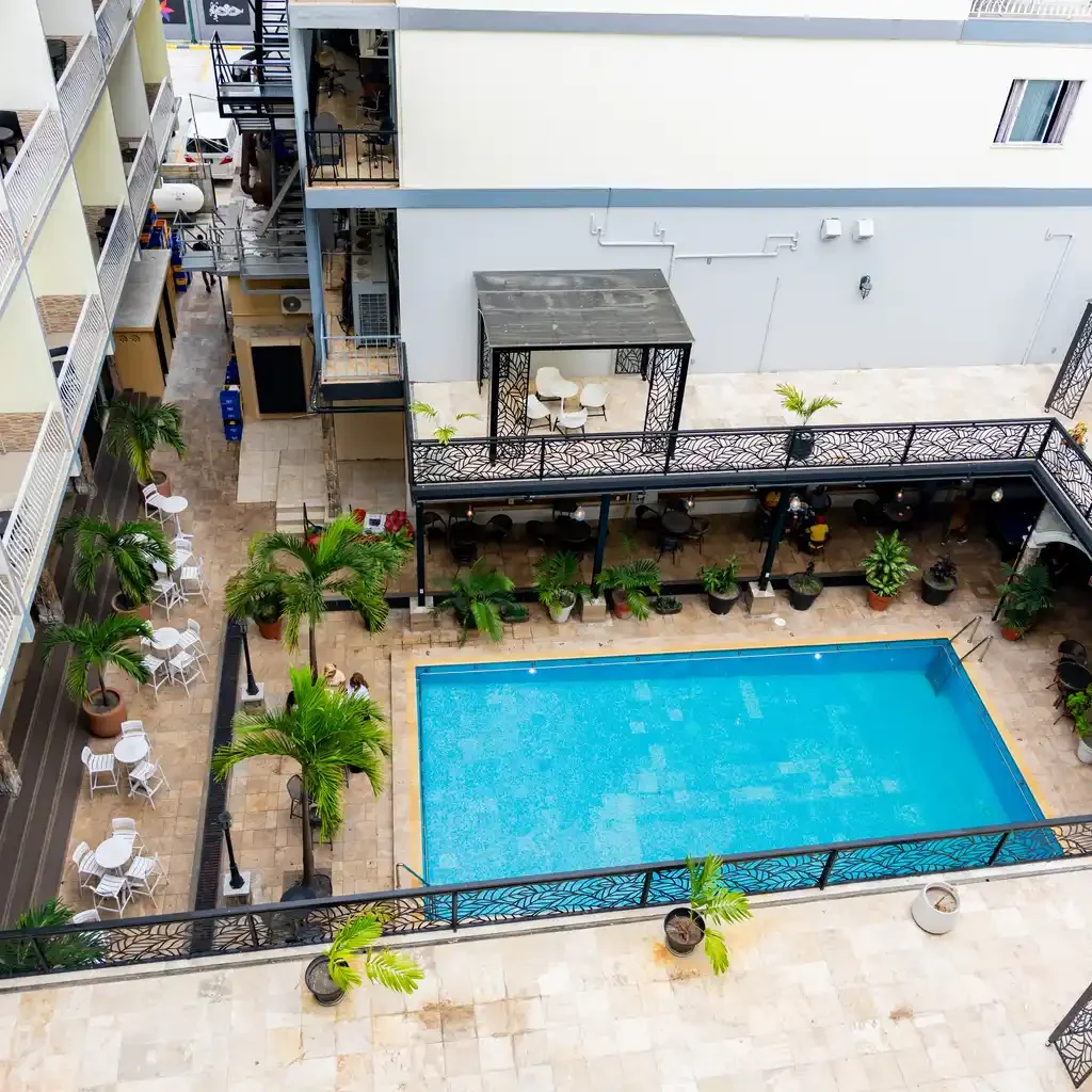 Pool seen from the upper floors
