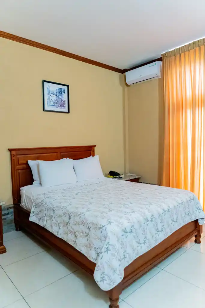 Room with a queen bed