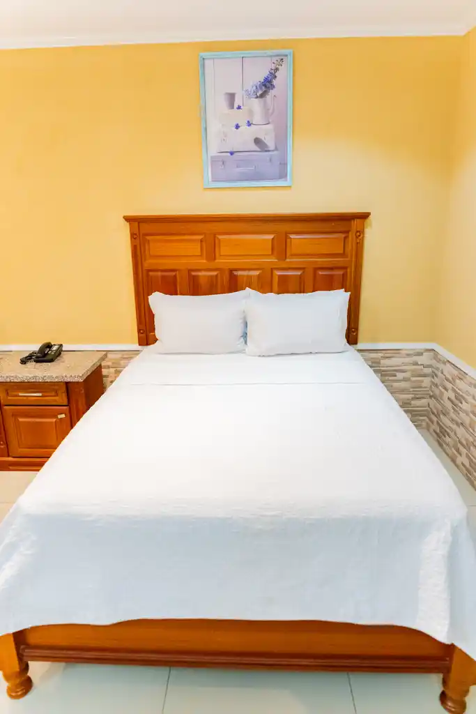 Room with a queen bed
